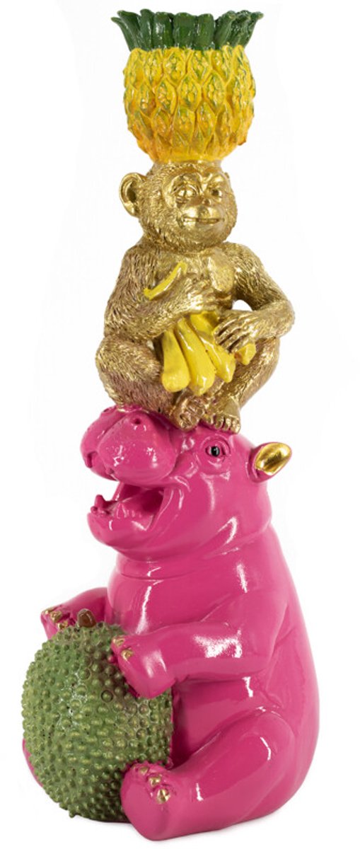 Kaarsenstandaard Cheeky nijlpaard en aap wb
