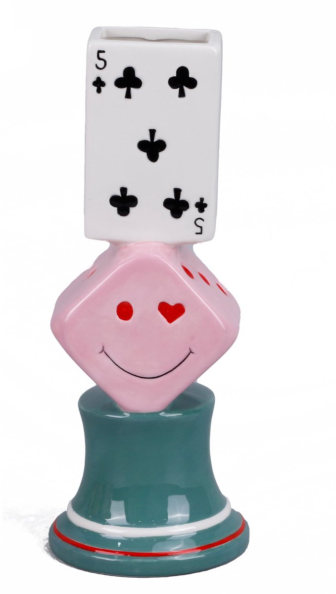 Aardewerk vaas Playing cards