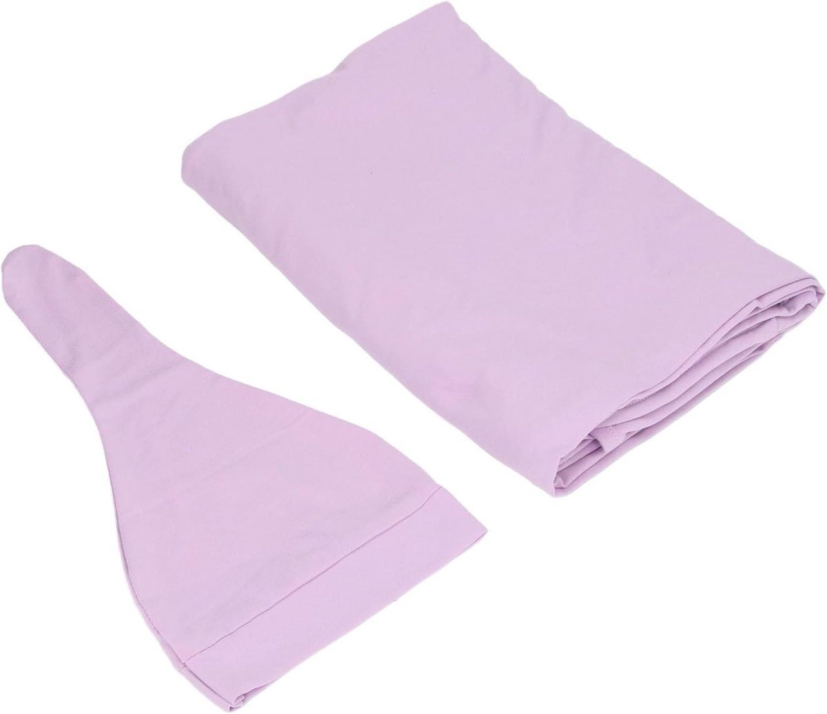 Baby Swaddle Set - Wikkeldoek en Muts - Nieuw Geboren Welkom - Zachte Premium Mix - Groot Formaat - Paars