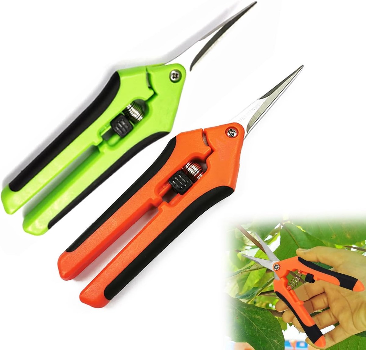 Kleine Tuinschaar - Groen en Oranje - 16,5 cm - Ergonomische Handgreep met Veiligheidsvergrendeling - Voor Snoeien van Planten en Bloemen