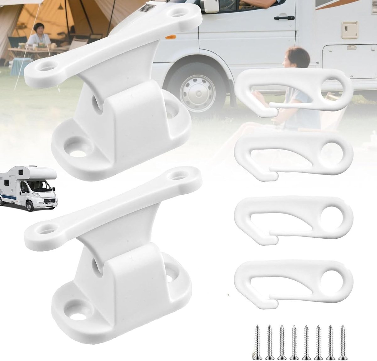 Deurstopper - Wit - Kunststof - Deurhouderset voor Caravan en Camper