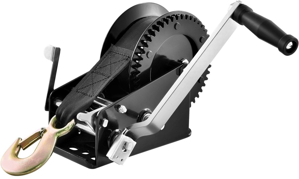 Handlier 545 kg - Boottrailer Lier met Polyester Band - Tweewegs Ratel - Handmatige Lier voor Trailer, Boot en Aanhanger