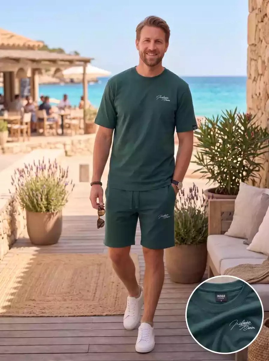 Indigo Denim - Jogging Huispak Katoen - Aqua Green - Cargo