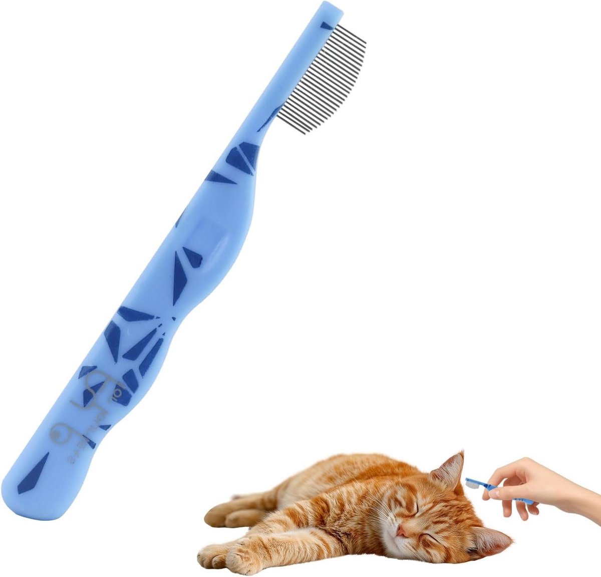 Honden- en kattenkam met fijne tanden, afgeronde metalen kam en ergonomische handgreep voor optimale vachtverzorging en gemak