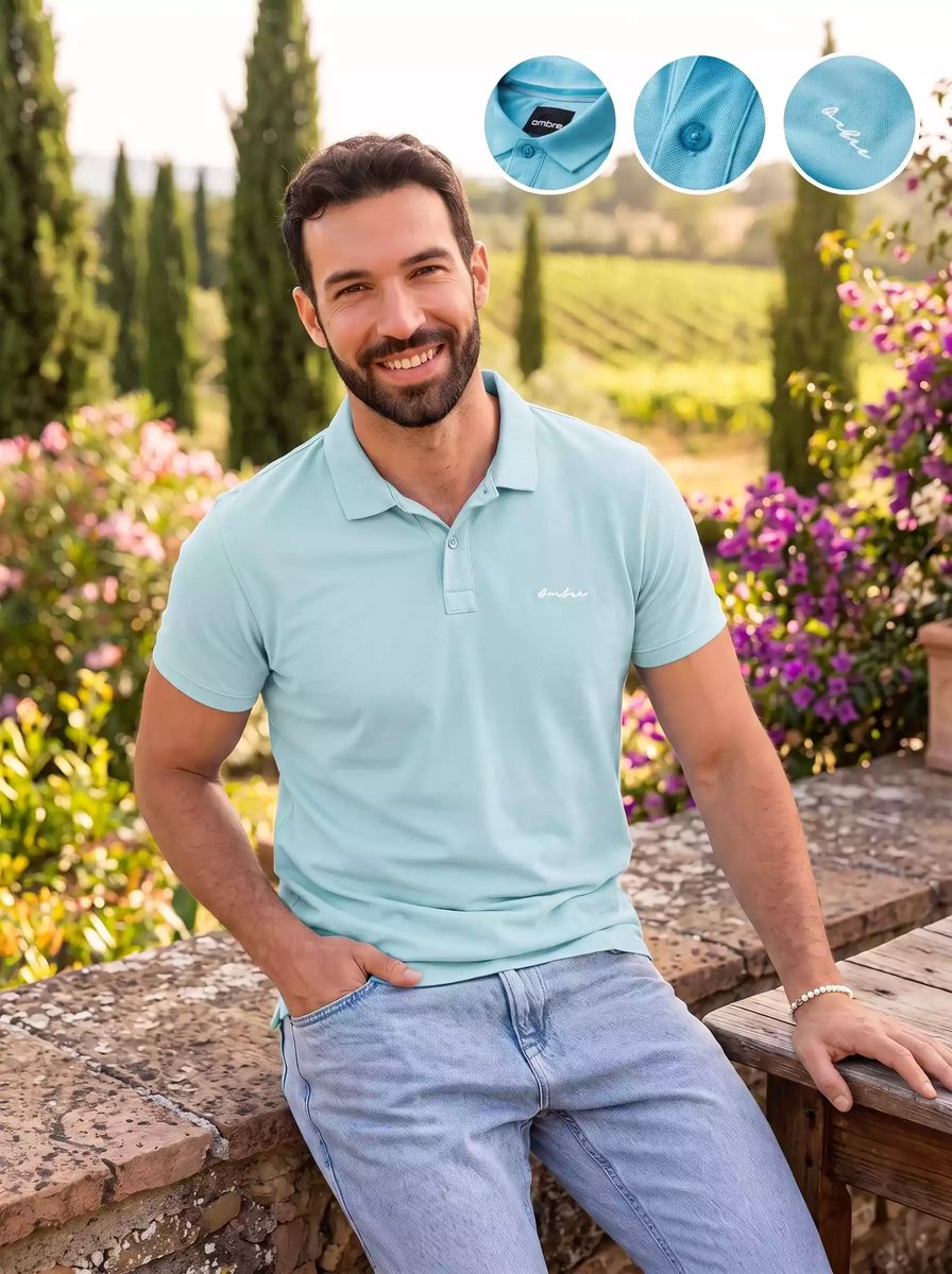 Italian Style - Cagliari - Heren Poloshirt - Turquoise - Style-Italie