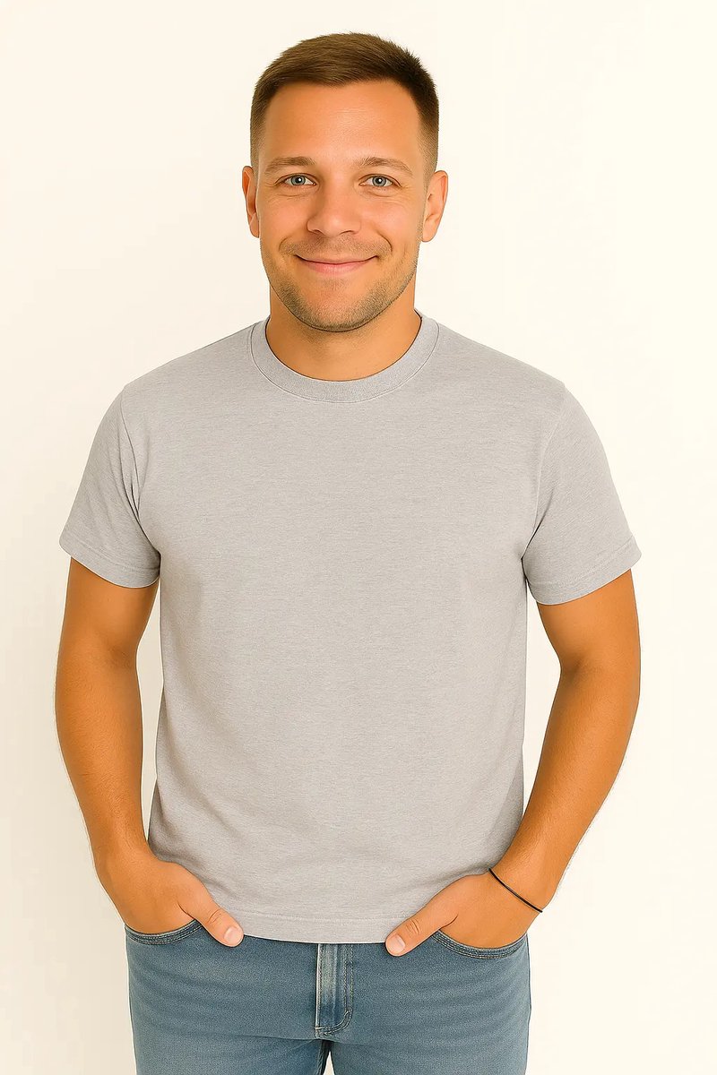 X-Name - Heren T-Shirt - Lichtgrijs - Ronde Hals - Italianstyle