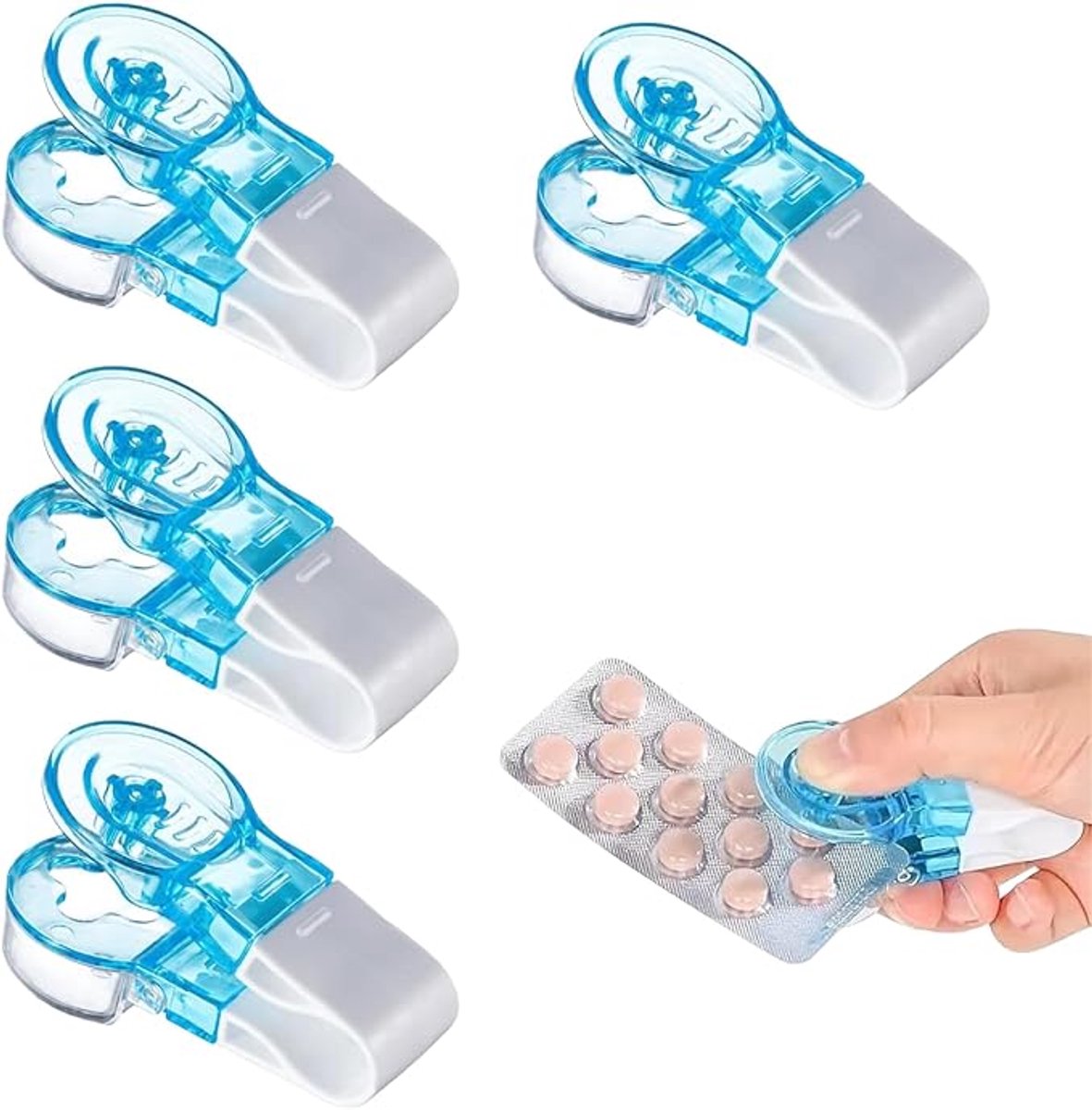 4 Stuks Tabletverdelers voor Kleine Tabletten, Draagbare Pillenscheider, Tablettenuitdrukker, Pillsnijder, Draagbare Tablettensnijder