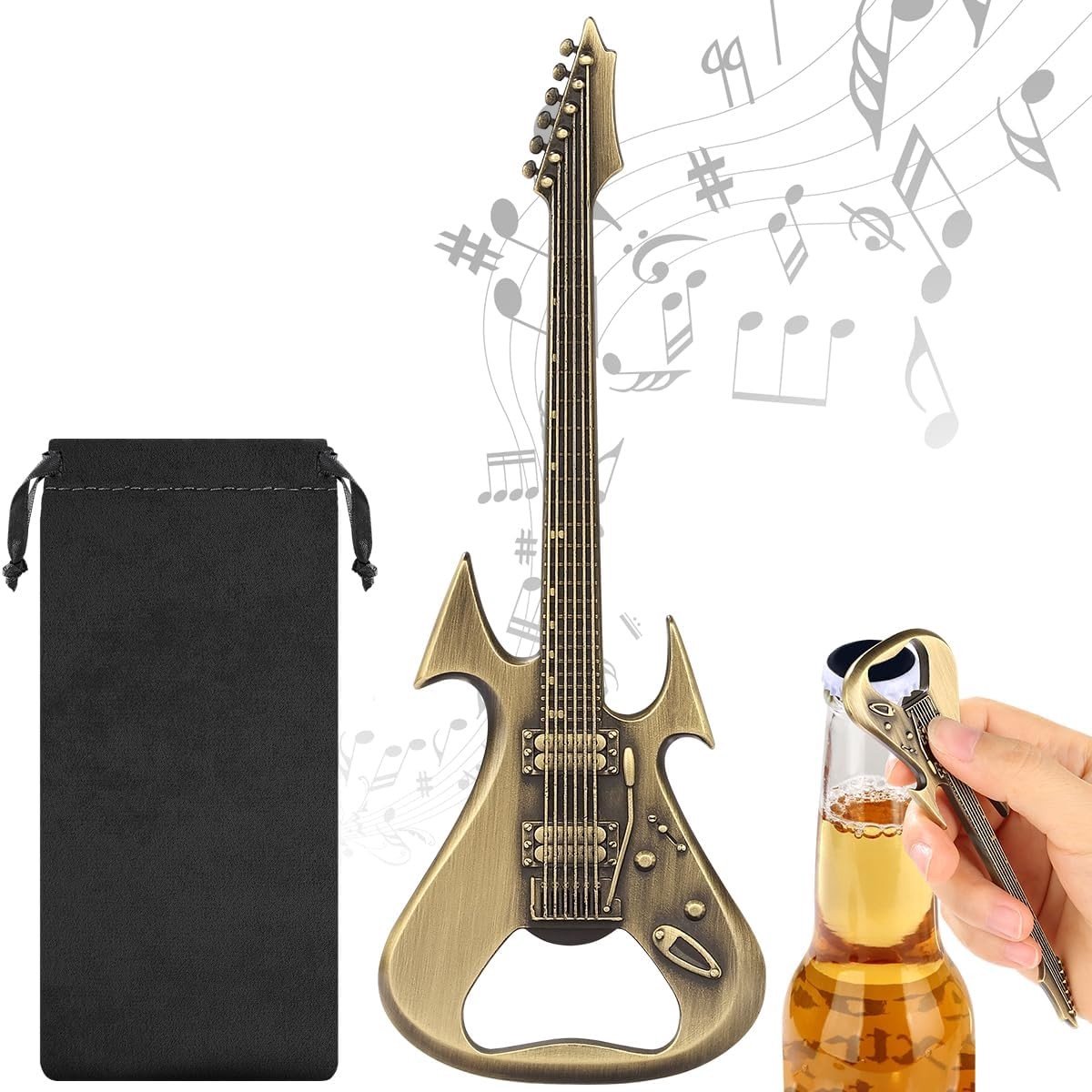 Gitaar Bierflesopener - Brons - Met Geschenkzakje