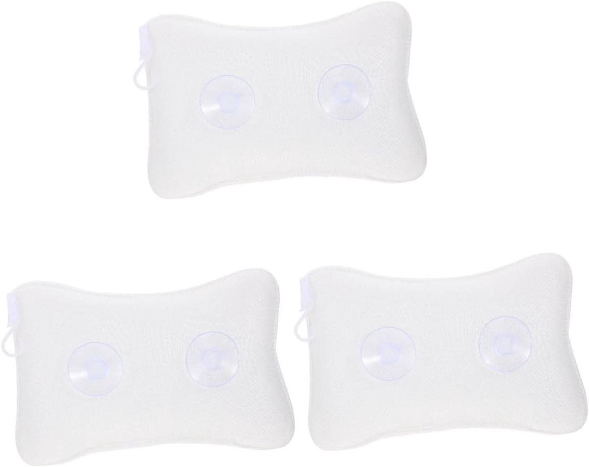 Badkussen Set - Hoofdsteun Comfort - Ontspanning in Bad - Sterke Zuignappen - 30 x 20 cm - Wit