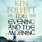 Boekomslag van Ken Follett's "The Evening and the Morning" met een figuur in de verte aan zee.