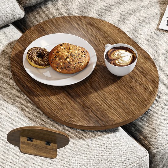 Famanu – Houten sofa tray voor in het midden, 40 x 32 cm, multifunctionele serveertray voor op de bank, ideaal voor snacks en drankjes