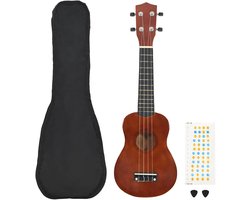 vidaXL - Ukuleleset - met - tas - voor - kinderen - sopraan - 23'' - donkerhoutkleurig