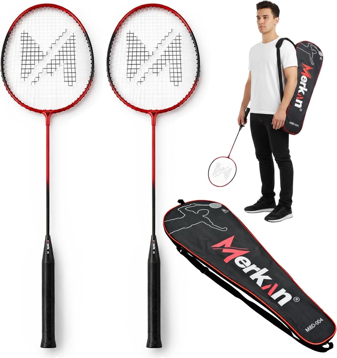 Badmintonracketset - Lichtgewicht - Voor 2 spelers - Staalaluminium Constructie - Voor Recreatieve en Gemiddelde Spelers