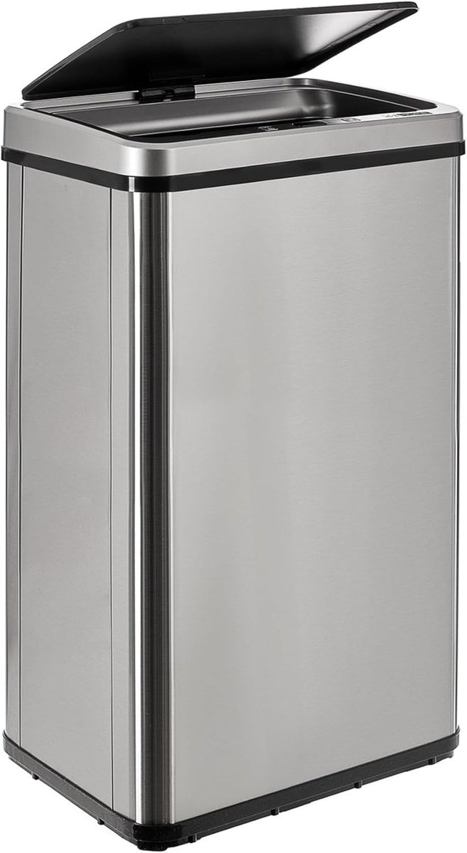 Vuilnisemmer met Sensor - Grijs - 50 l - Roestvrij Staal met Soft-Close Deksel - Voor Keuken en Kantoor