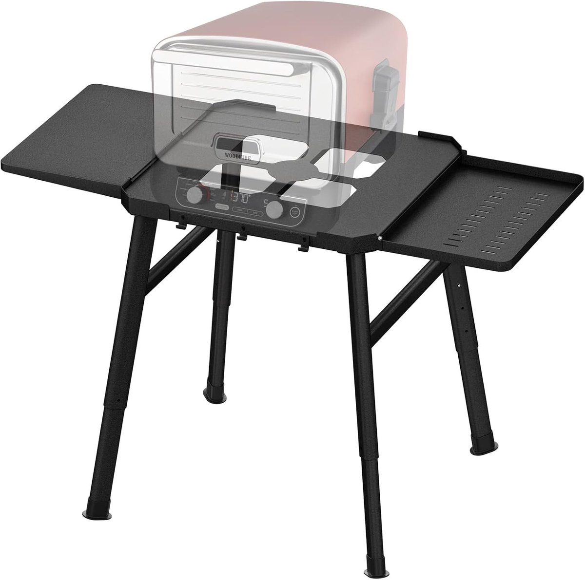Verplaatsbare Grillstand met Zijtafel voor Houtgestookte Pizzaoven, Grillaccessoires en Buitenkeuken