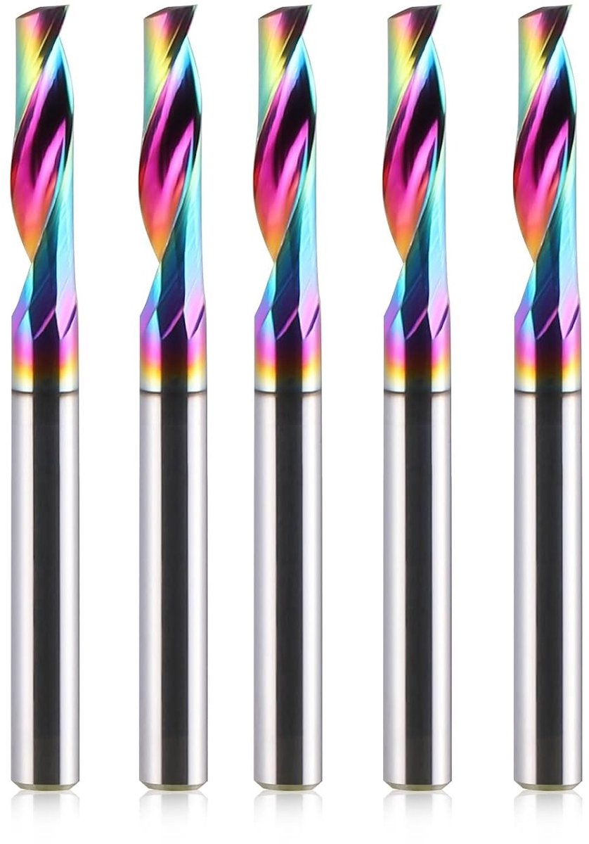 CNC Frees met Enkele Fluit en 4-15mm Schacht, Harde Tungsten Carbide End Mill voor Aluminium, Set van 5 Stuks