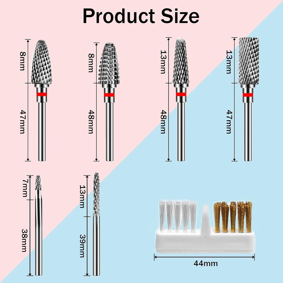 Nagelfrees Bits Set - Stijl 3 - 7 Stuks - Hardmetaal met Nagelborstel - Voor Professionele Manicure