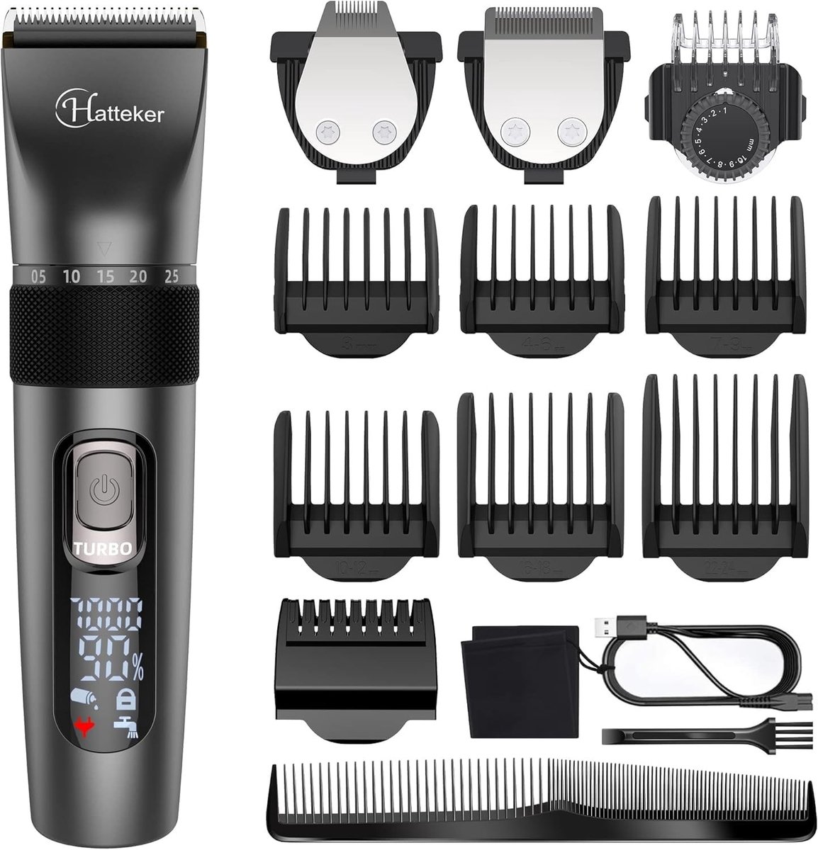 Snoerloze Tondeuse - 15-delig - USB Oplaadbare Waterdichte Baardtrimmer met Verstelbare Snelheid - Voor Mannen