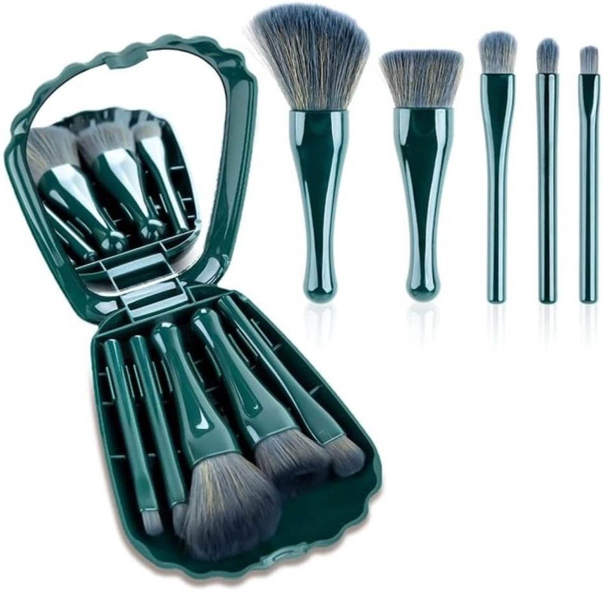 Set van 5 Make-upkwasten voor Reizen met Opbergtas en Spiegel - Perfect voor Cosmetica en Schoonheid