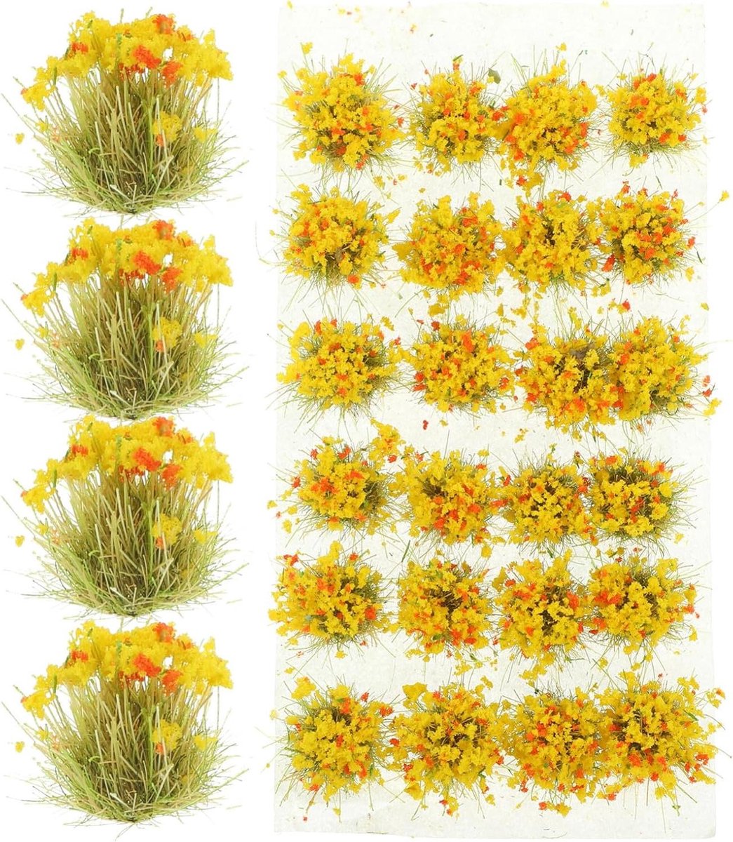 Nepgras Clusters - Kunstgras Ornamenten - Landschap Decoratie - Realistische Details - 11 x 5.5 cm - Geel