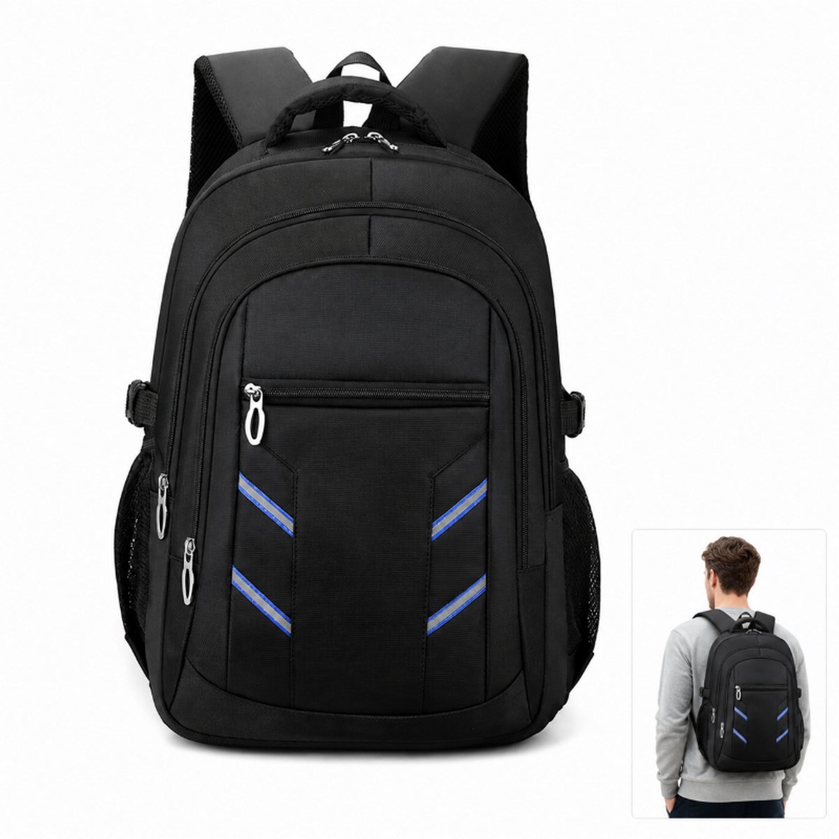 Laptoptas Heren - Zakelijke Rugzak - 15.6 inch Laptopvak -28L- Lichtgewicht - Waterafstotend - Voor Reizen ,School ,Werk-Blauw