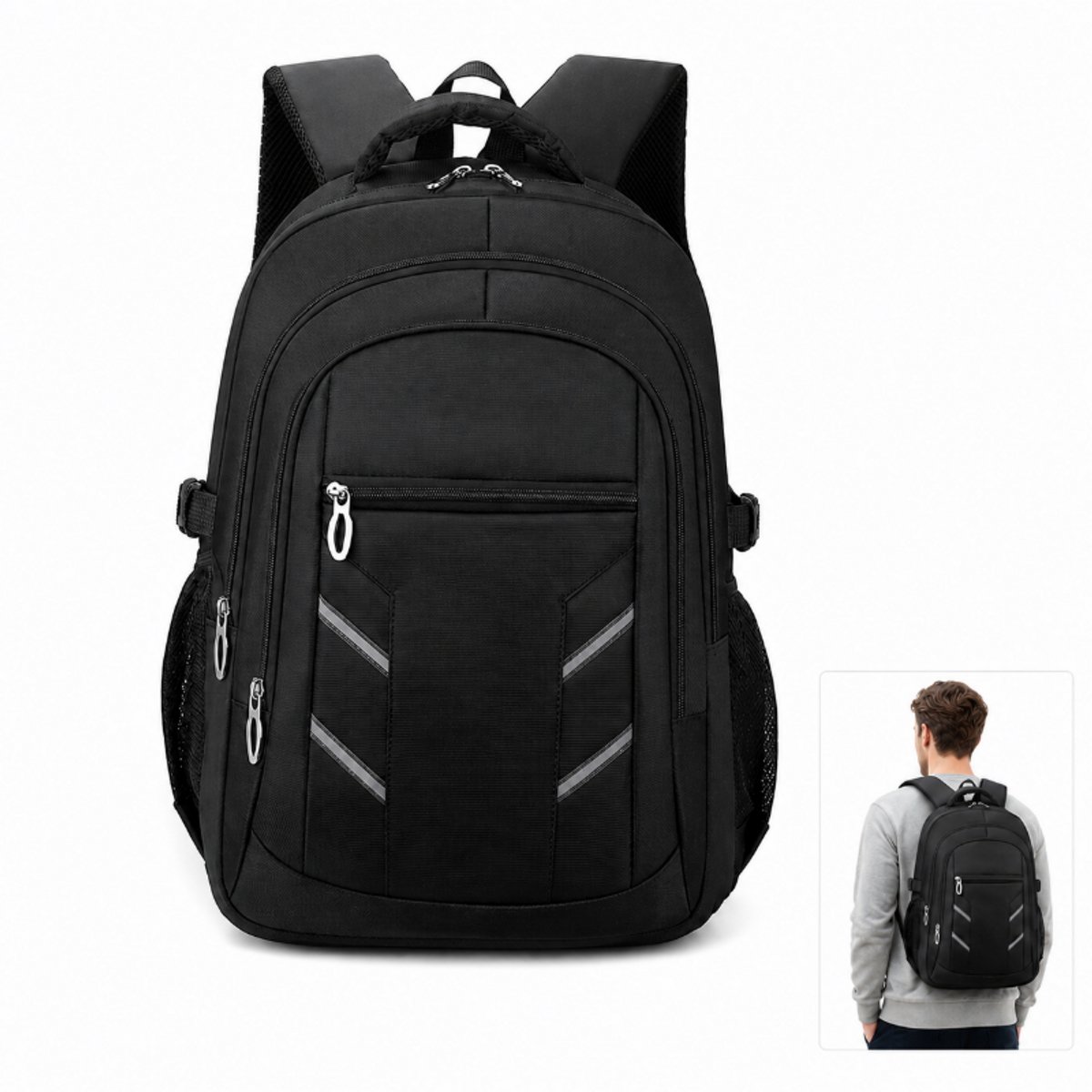 Laptoptas Heren - Zakelijke Rugzak - 15.6 inch Laptopvak -28L- Lichtgewicht - Waterafstotend - Voor Reizen ,School ,Werk-zwart