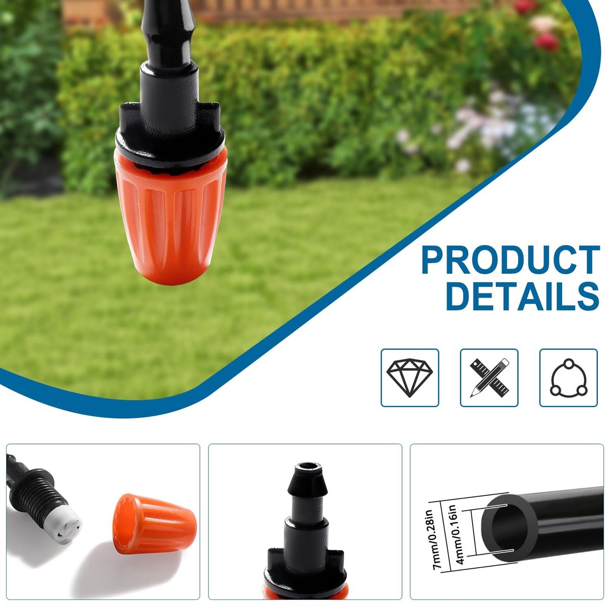40 Stuks Verstelbare Micro Druppelaars voor 4/7mm Druppelsystemen, Irrigatie Sprinklers en Wateruitlaten voor Tuin en Gazon, Oranje