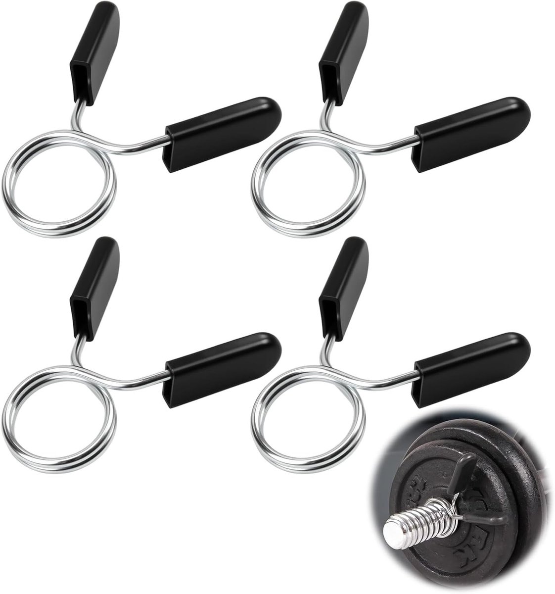 Set van 4 Dumbbells met Veerbeveiliging voor Gewichtheffen en Krachttraining - 28 mm, Duurzaam en Handig voor Thuisgebruik