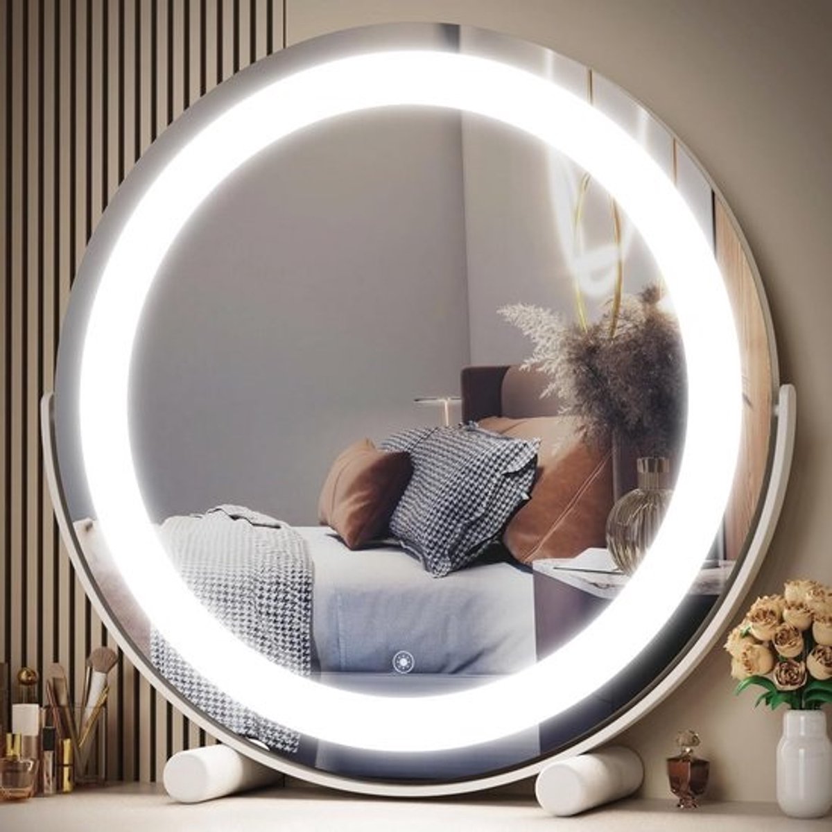 Verlichte Make-upspiegel met Dimbare Verlichting en 360 Graden Draaibaar