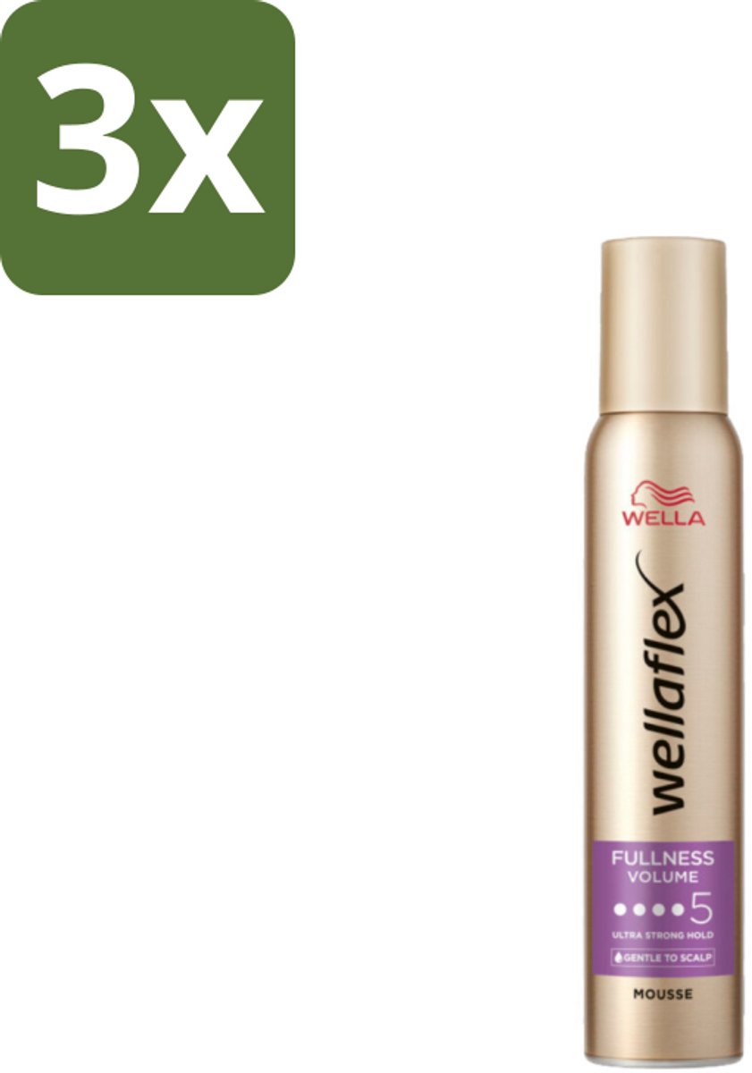 3 x Wella – Flex Fullness Volume Ultra Strong – Haarmousse – 200 ml - Haarmousse - Volume - Kracht - Natuurlijk Haar - Flexibel Haar