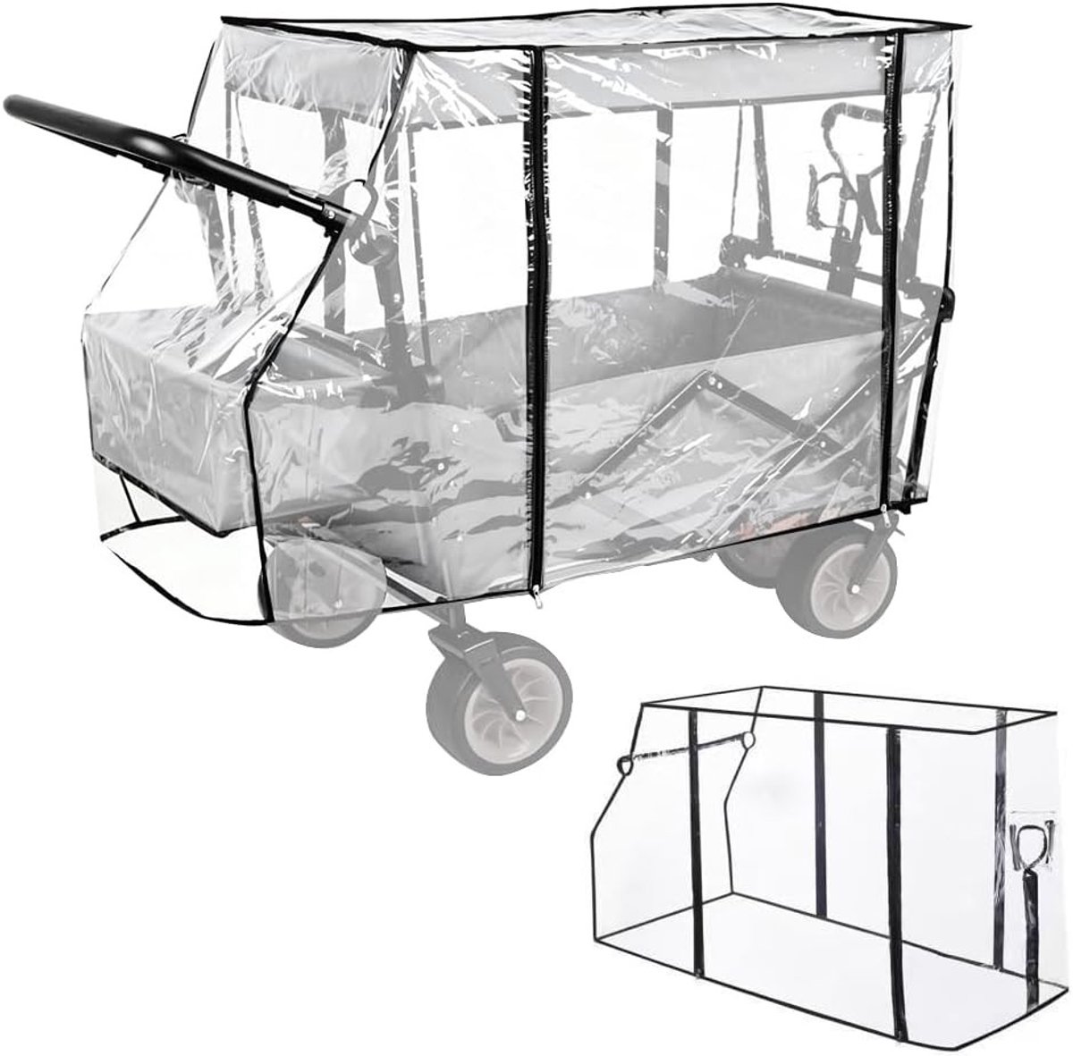 Handkar Regenhoes 115 x 51 x 75 cm - Transparante Opvouwbare Bescherming tegen Regen, Wind en Zand