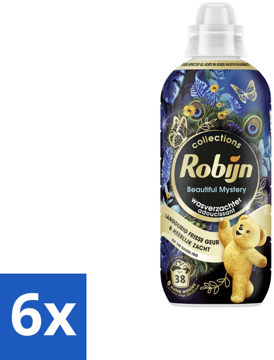 6 x Robijn – Wasverzachter – Beautiful Mystery – 765 ml - Wasverzachter - Wasverzachter Geur - Wasverzachter Voor Donkere Kleding - Wasverzachter Voor Katoen - Wasverzachter Voor Synthetische Stoffen
