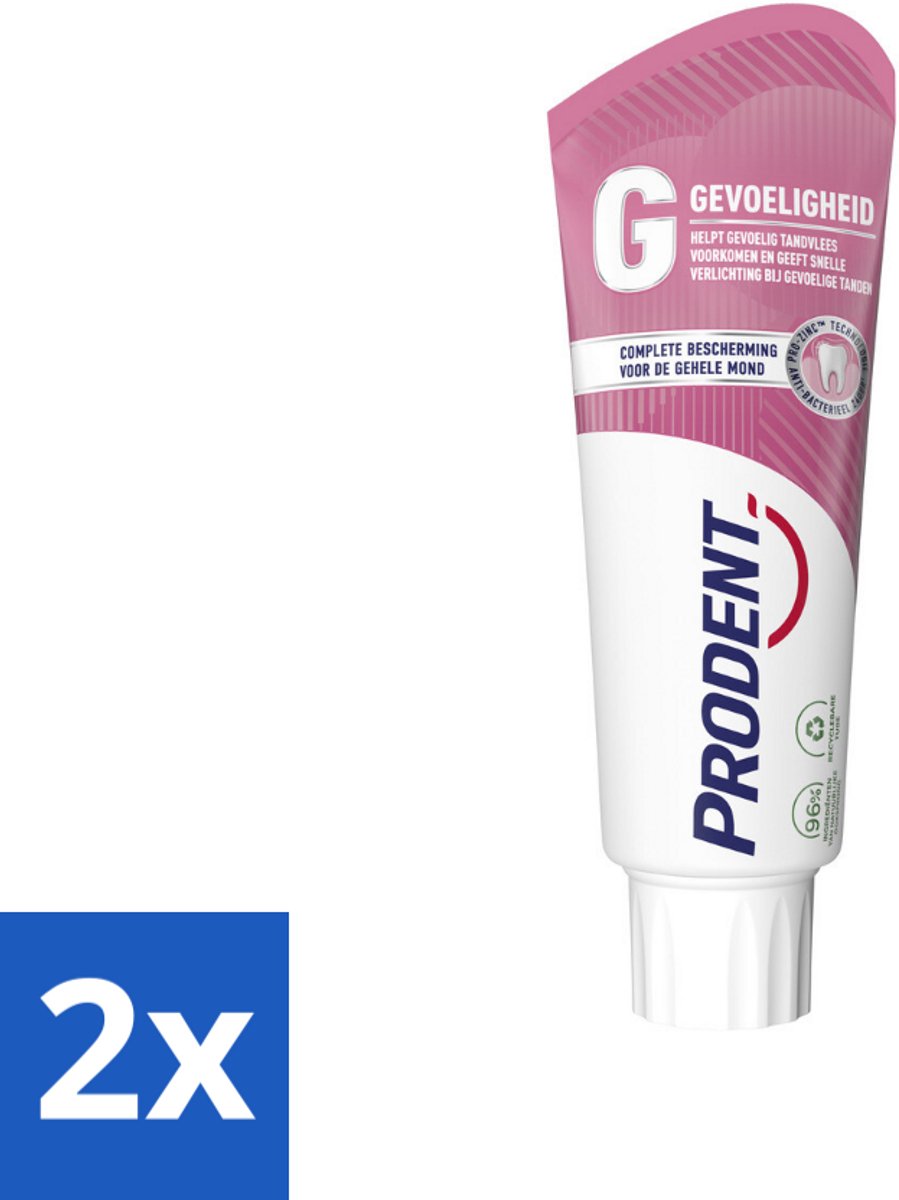 2 x Prodent – Tandpasta – Gevoeligheid – Pro-Zinc Technologie – 75 ml - Gevoelige Tanden - Gevoelig Tandvlees - Pro-Zinc - Antibacteriële Werking - Mondverzorging