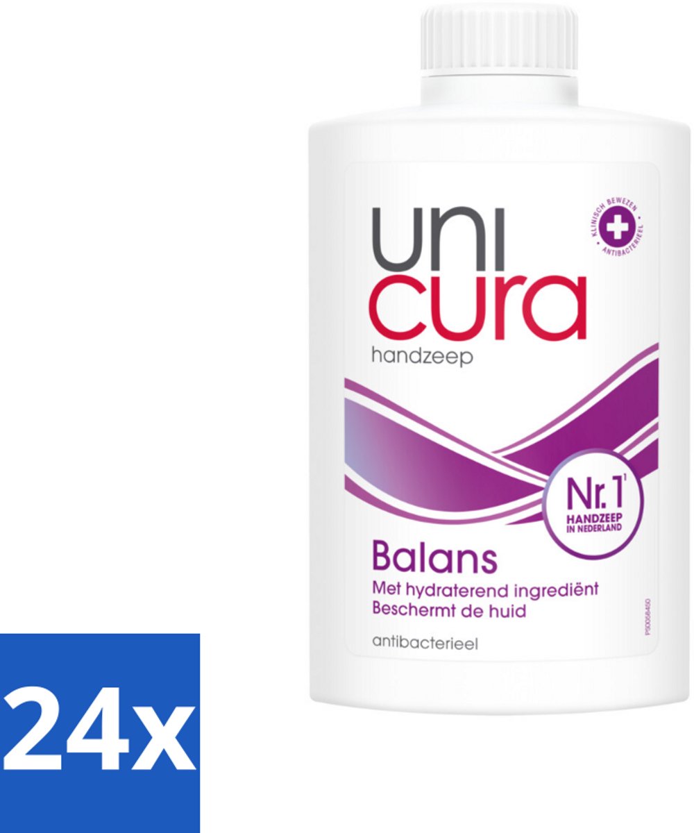 24 x Unicura – Vloeibare Zeep Navulling – Balans – 250 ml - Handzeep - Antibacterieel - Handhygiëne - Hand Reinigen - Zeep Dispense