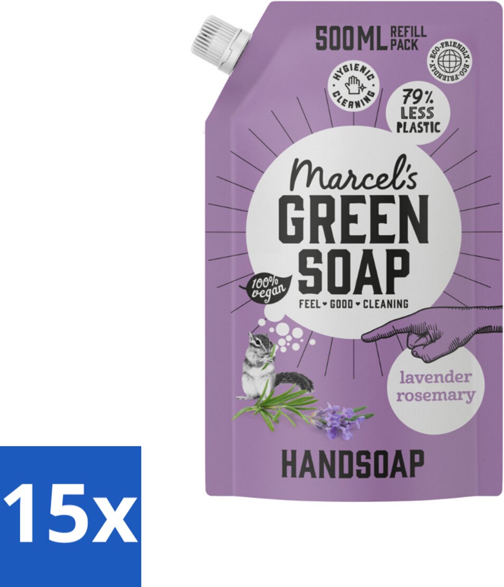 15 x Marcel’s Green Soap – Handzeep Navulling – Lavendel & Rozemarijn – 500 ml - Kabel - Kabels - Kabelsysteem - Kabelsysteem