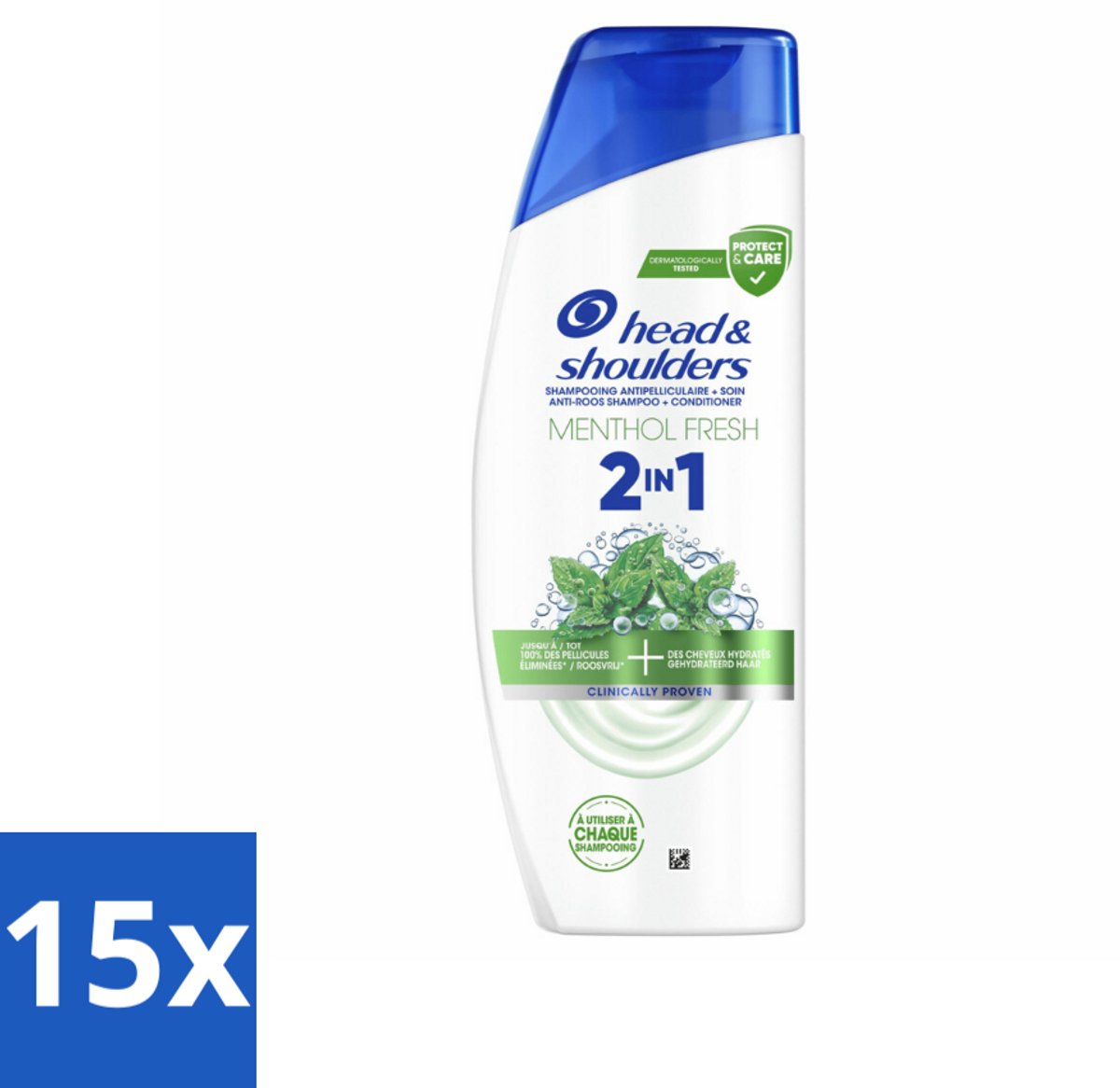 15 x Head & Shoulders – 2-in-1 – Menthol Fresh – 300 ml - Anti-roos Shampoo - 2-in-1 Shampoo - Menthol Shampoo - Roosbestrijding - Shampoo Voor Hoofdhuid