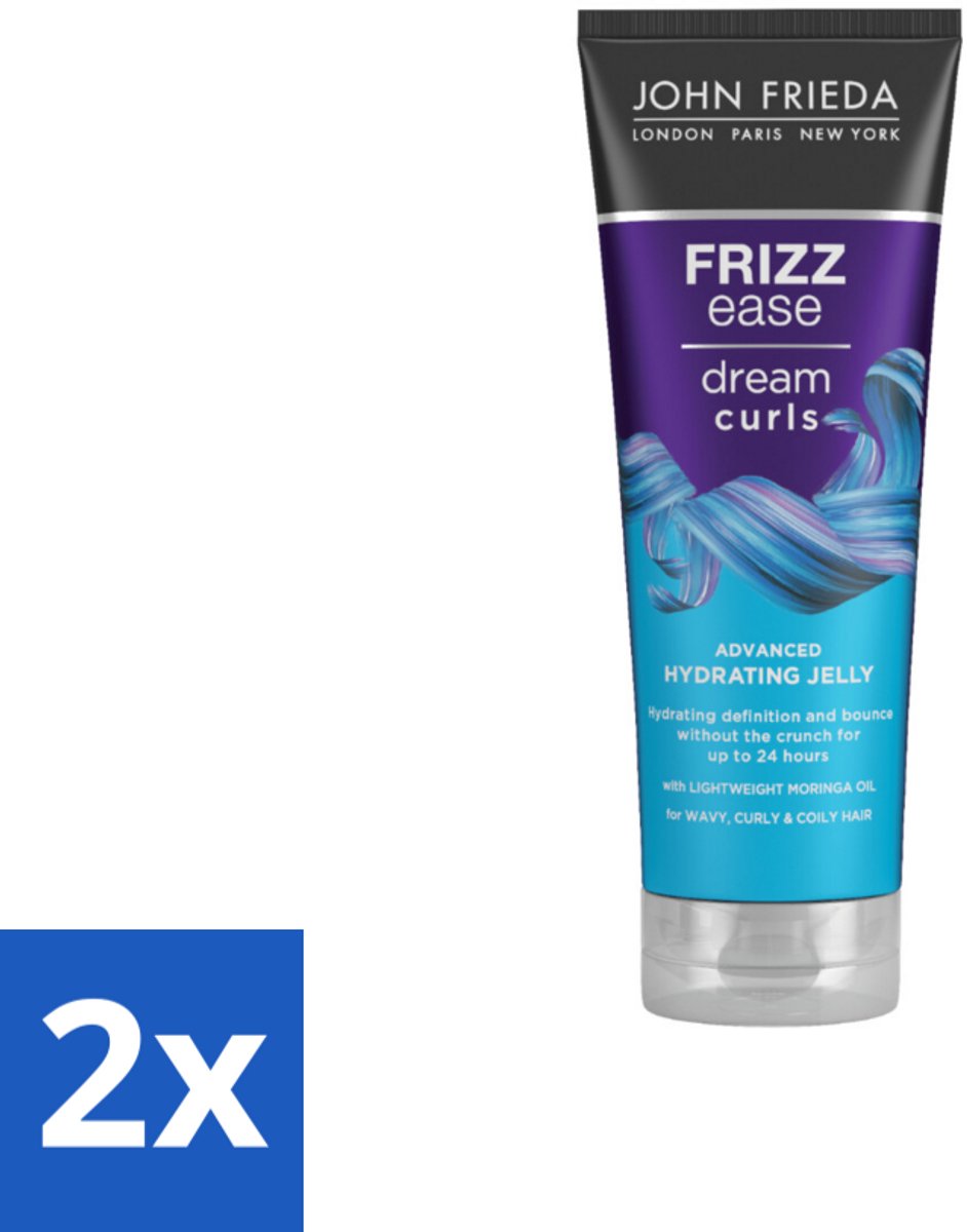 2 x John Frieda – Haarverzorging – Dream Curls Advanced Hydrating Jelly – Intens hydraterend – 200 ml - Krullen - Golven - Coils - Hydratatie - Pluiscontrole