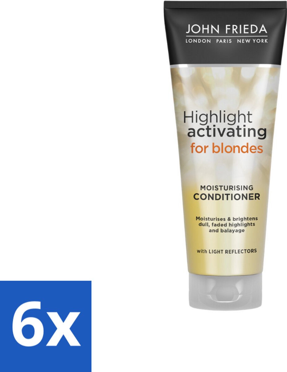 6 x John Frieda – Conditioner – Sheer Blonde – Verhelderend – 250 ml - Blond Haar Verhelderen - Blonde Haar Verzorgen - Haar Glans Herstellen - Haar Verzachten - Haar Hydrateren