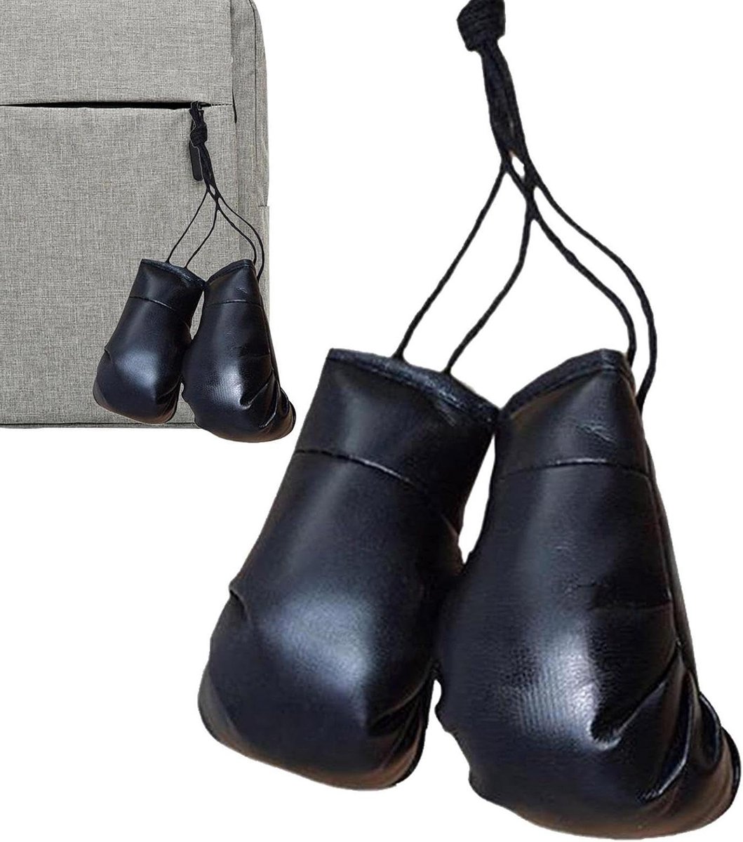 Mini Bokshandschoenen - Decoratie Handschoenen - Auto Decoratie - Realistische Uitstraling - 10x6cm - Zwart