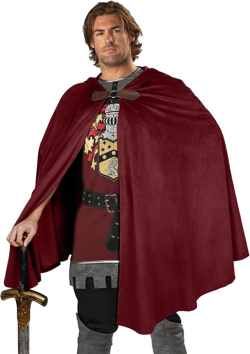 Renaissance Fluwelen Cape met Capuchon voor Halloween en Middeleeuwse Kostuums
