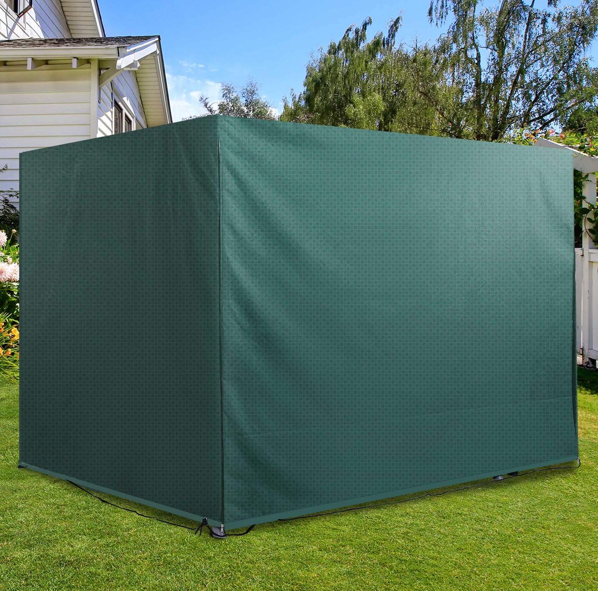 REDOM - Tuinmeubelhoes - Waterdichte afdekhoes met UV-bescherming - Rits en stormbanden - Polyetheen - 215 x 155 x 150 cm