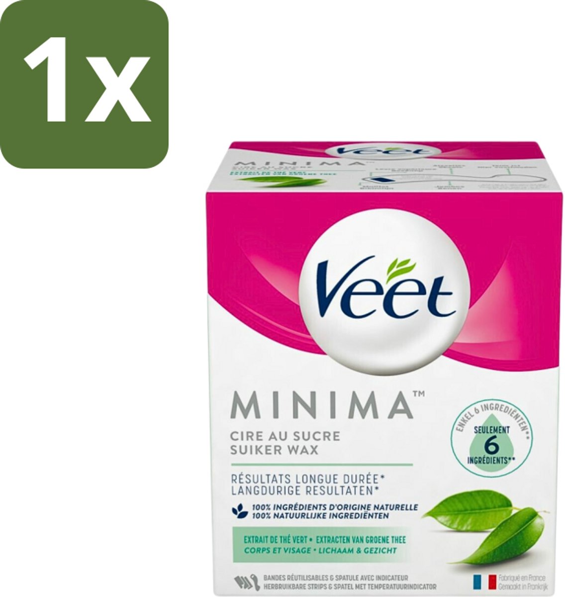 Veet - Warme Wax - Orientaalse Ontharings Wax - Minima - Groene Thee - 250ml - 1 stuk