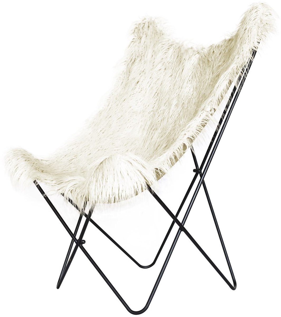 Padiro loungestoel - wit - kunstbont - metalen onderstel - bohemian