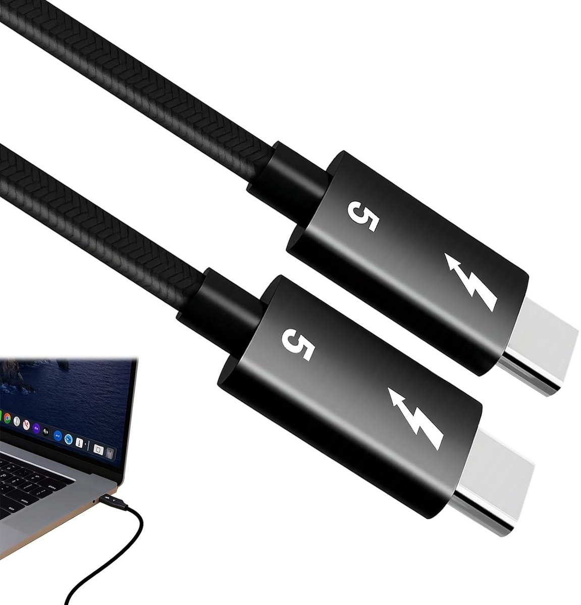 Kabel voor 80Gbps Gegevensoverdracht, 240W USB C Opladen, Ondersteuning voor 6K/8K, Compatibel met TB 4 en 3, Geschikt voor MBook, iPad, iPhone en Android Monitor (1.5m)