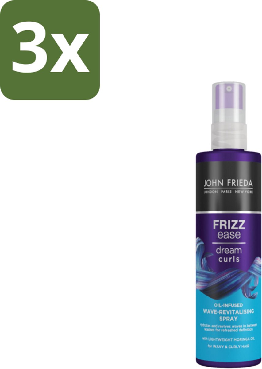 John Frieda – Spray – Frizz Ease Dream Curls Oil Infused Revitalising – Hydraterend en verfrissend – 150 ml - Bulkverpakking - 3 stuks