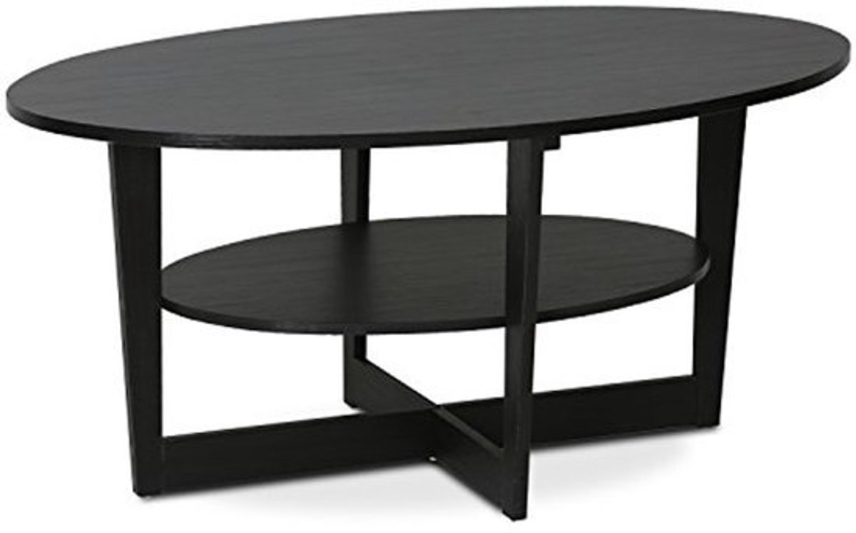 Ovale Salontafel van Hout met Opbergruimte - 50 x 50 cm