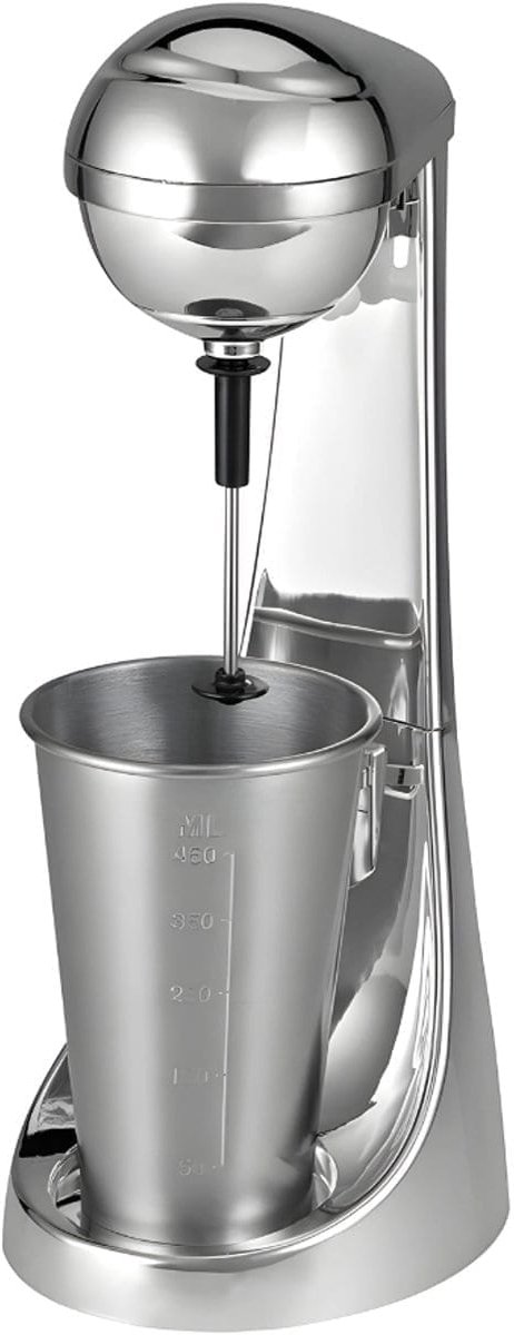 Klarven® Milkshake Maker Zilver - 8 in 1 Blender en Melkopschuimer - 65W Motor, 2 Snelheidsstanden - RVS Milkshake Beker 650 ml - B 14 x D 18 x H 37 cm