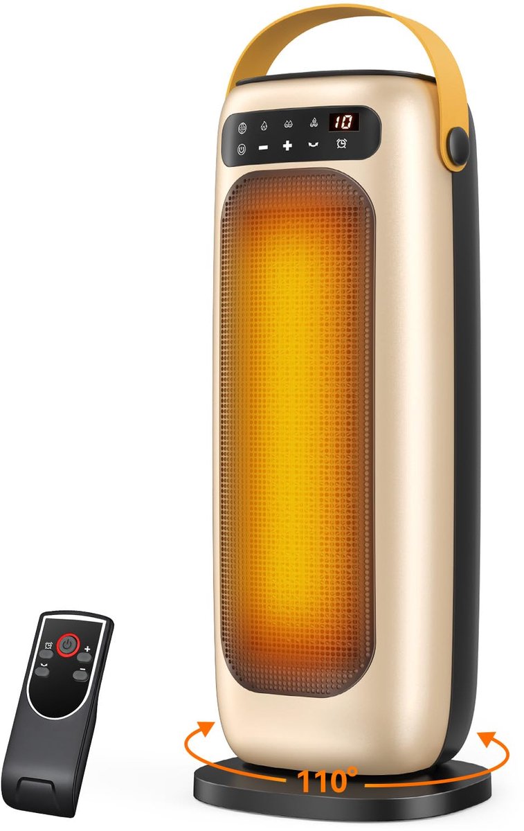 Elektrische Verwarming, 1500W PTC Keramische Heater Electric met Afstandsbediening, 4 Verwarmingsmodi met - ShopVlot
