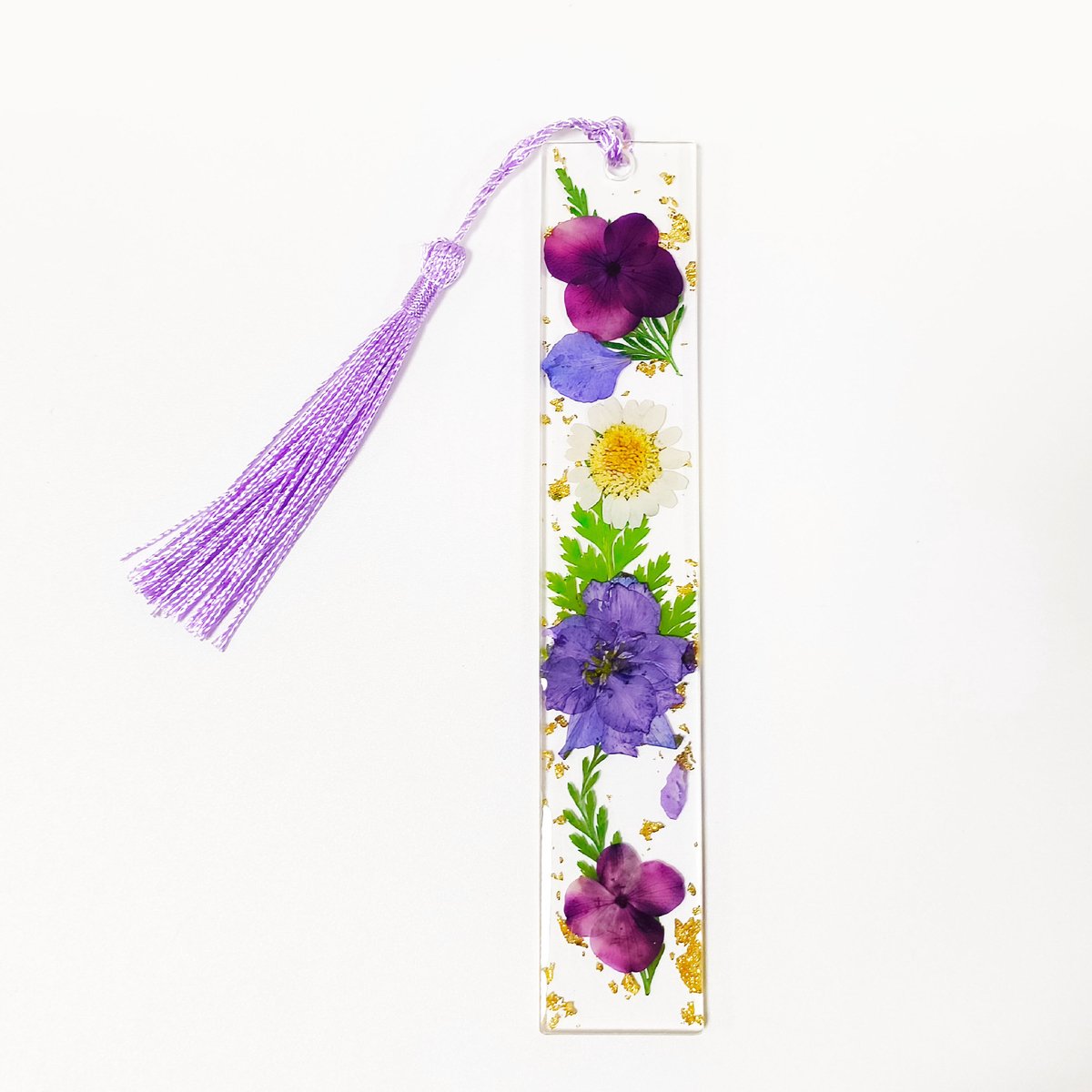 Set van 5 Transparante Acryl Boekenleggers met Echte Gedroogde Bloemen en Kwastje, 14 x 2,5 cm met 0,3 cm Dikte, Handgemaakte Duurzame Leestool voor Boekenliefhebbers, Studenten en Lezers -21