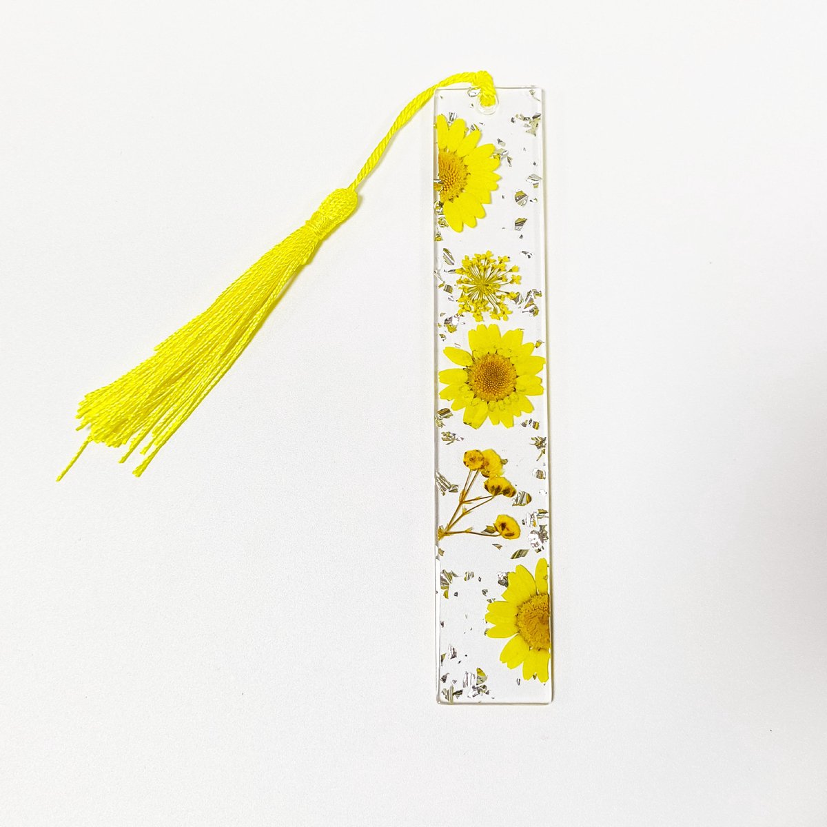 Set van 5 Transparante Acryl Boekenleggers met Echte Gedroogde Bloemen en Kwastje, 14 x 2,5 cm met 0,3 cm Dikte, Handgemaakte Duurzame Leestool voor Boekenliefhebbers, Studenten en Lezers -12